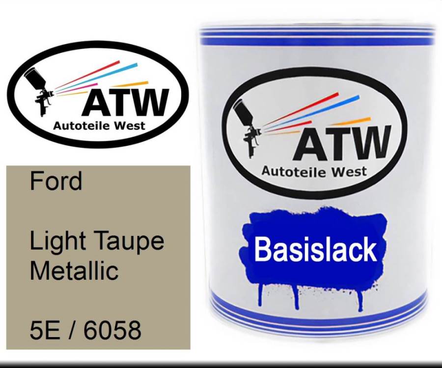 Ford, Light Taupe Metallic, 5E / 6058: 1L Lackdose, von ATW Autoteile West.